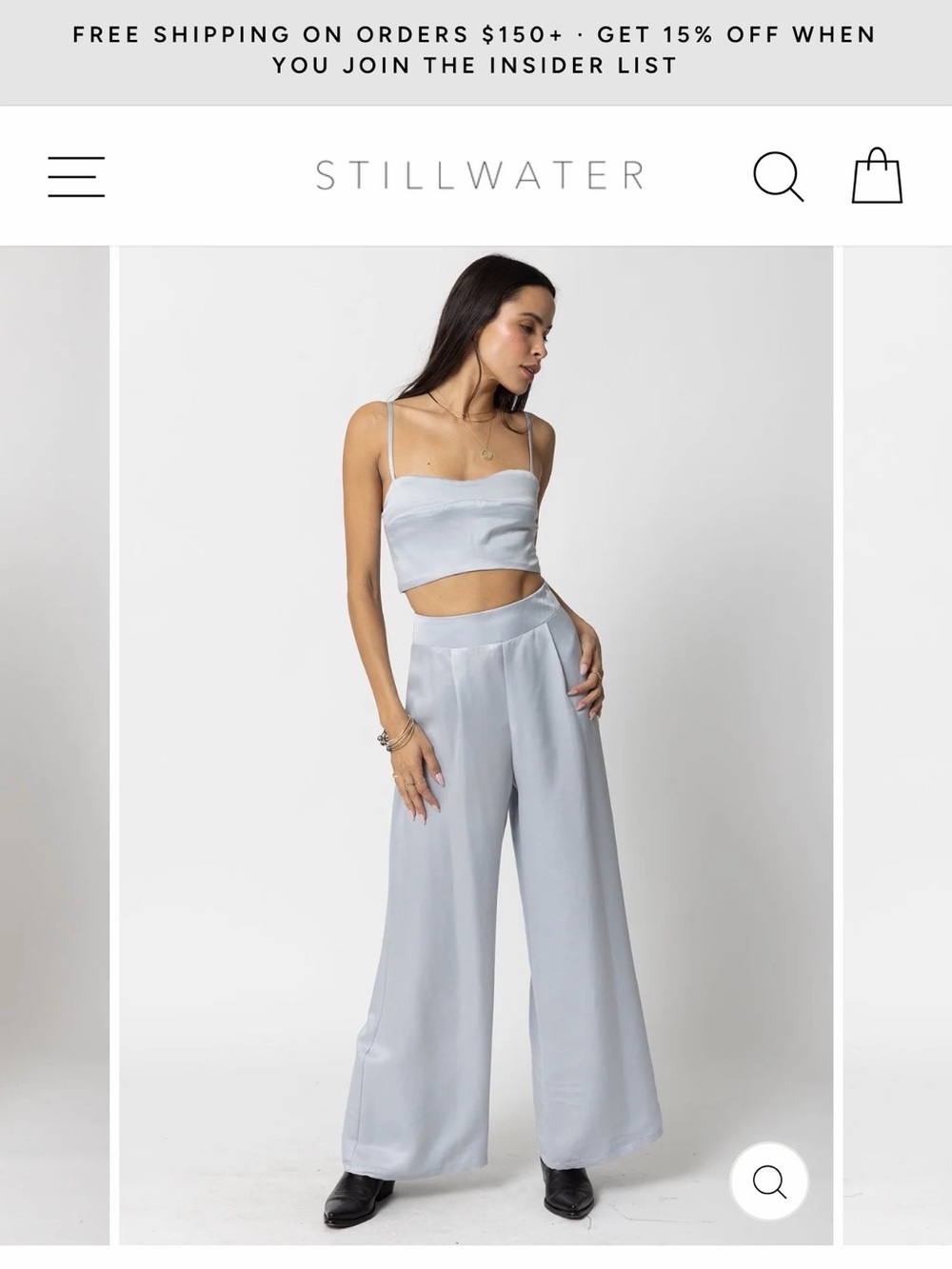 Stillwater silver/light gray the cupro silky Le bra top NWT